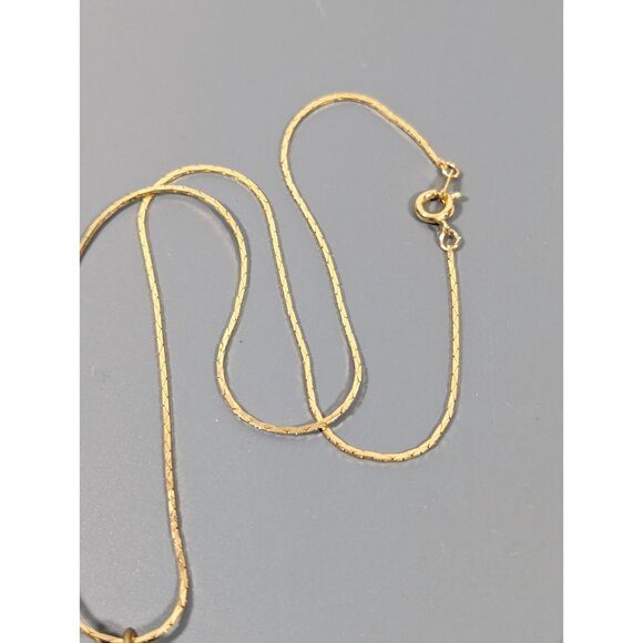 Vintage Initial Letter E Brown Wood Round Pendant Necklace Gold Tone 18 in - Picture 5 of 7